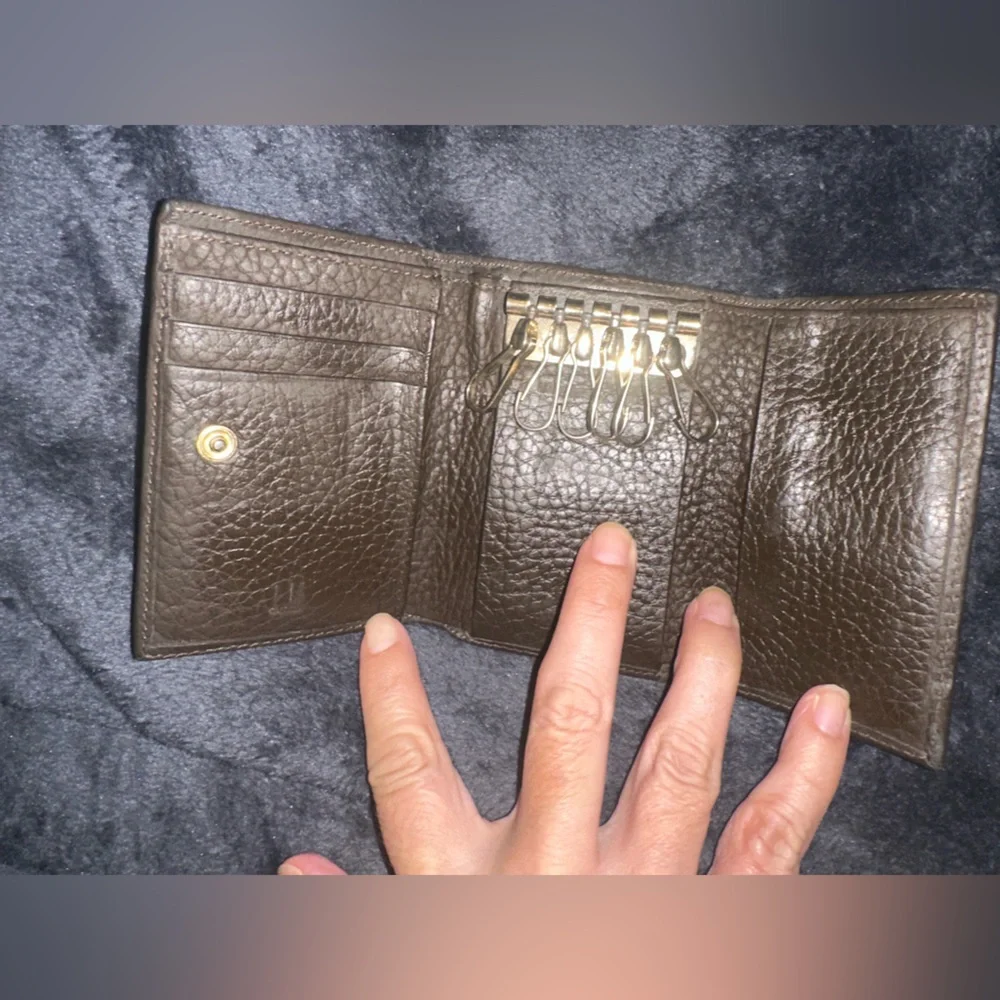Alfred Dunhill Dunhill Leather Key Case Brown Gold Hardware Dark brown